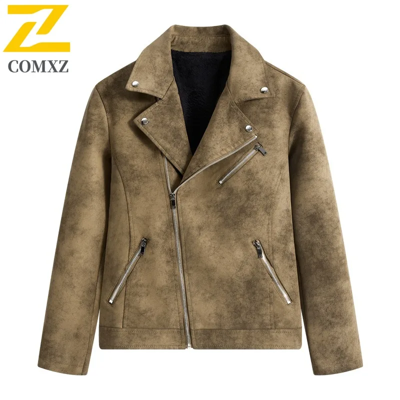 

COMXZ Comfort American Style High Quality Men Leather Jacket Motorcycle Coat Leisure Trip Long Lasting Autumn New Windbreaker