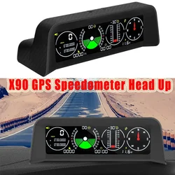 X90 GPS OBD HUD Car Speed Slope Meter Inclinometer Car Compass Pitch Tilt Angle Latitude Longitude PMH Head Up Display Alarm