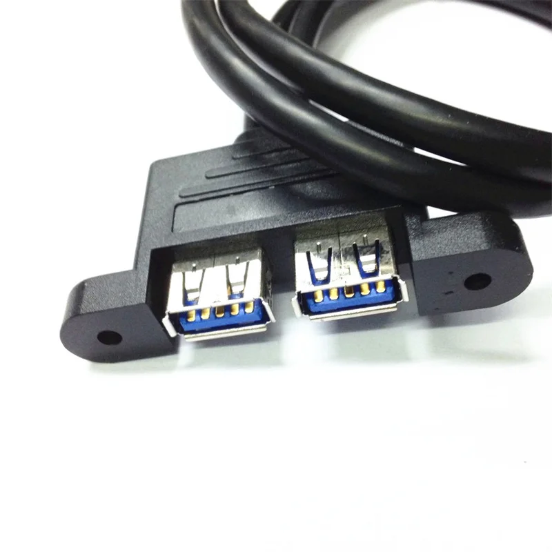 USB 3.0 Male to Female External Conversion Cable Extension Cable Dual USB Adapter Cable Lockable Panel Connection Cable