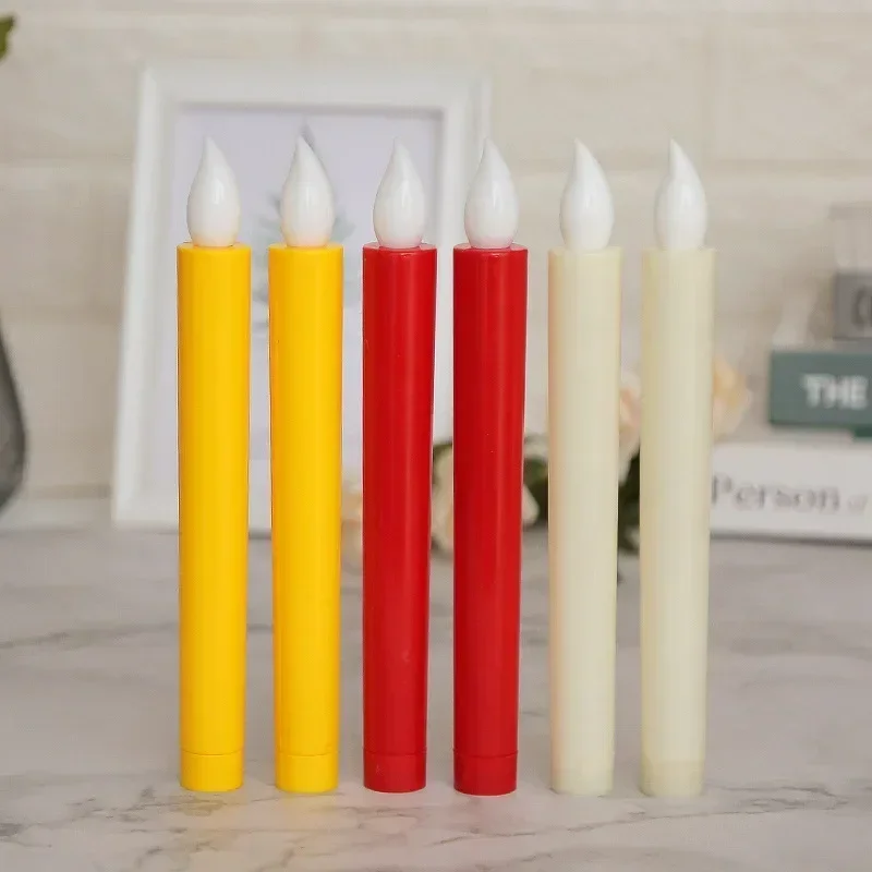 

2pcs Traditional standard electronic candles plastic candle holders wedding and home decoration holiday tools and accessories