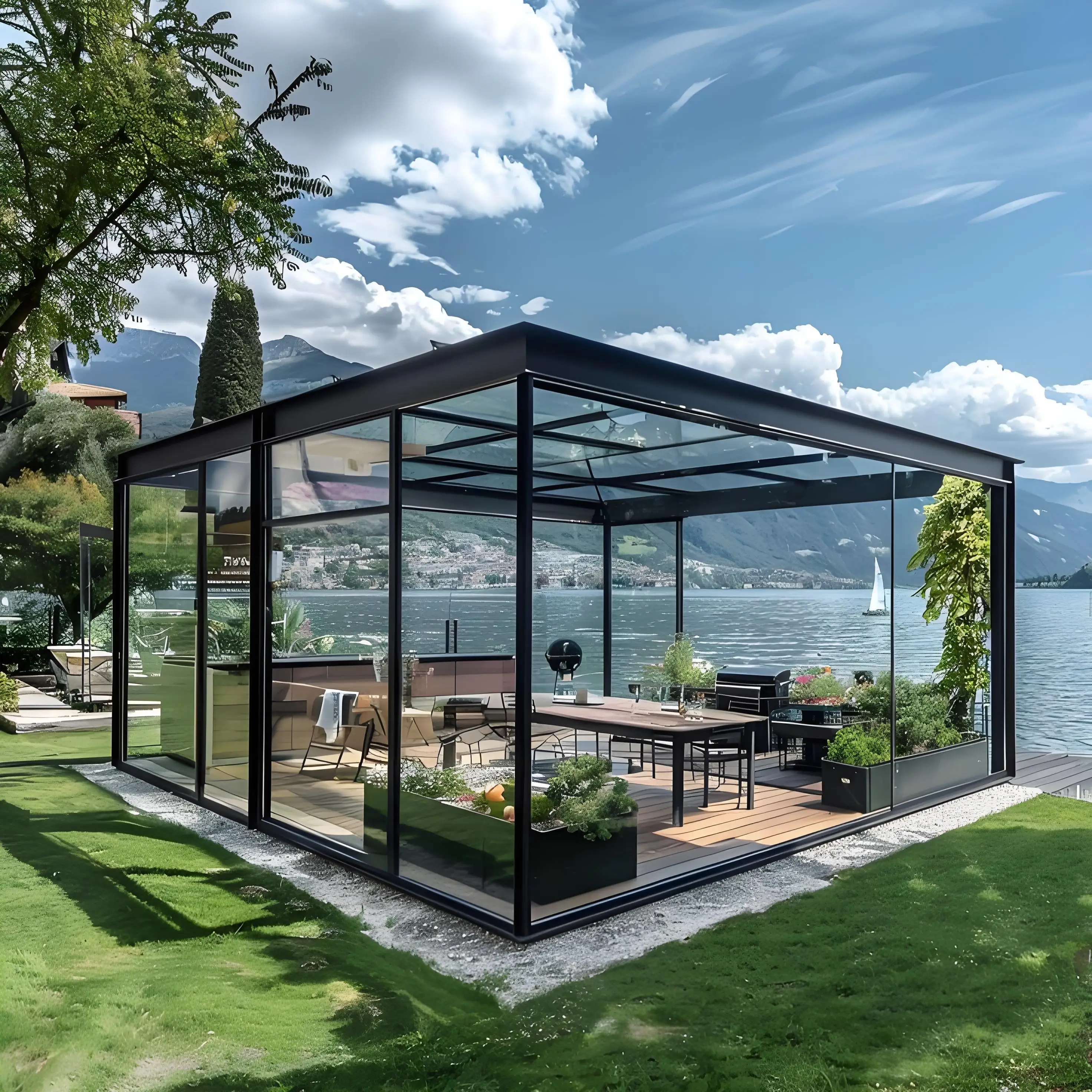 Sliding Door Sunrooms Front Entry Doors Double Glazed Aluminum Alloy Custom Garden Small Room Light-filled Spaces Offer