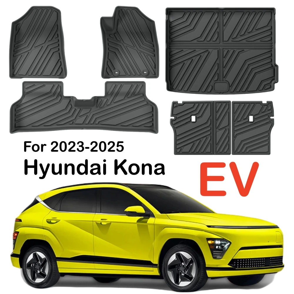 Für Hyundai Kona Electric 2023-2025 TPE-Fußmatten, Kofferraummatten, 3D-Kofferraummatte, Allwetter-Kofferraumauskleidung für Links- und Rechtslenker – Detail 1