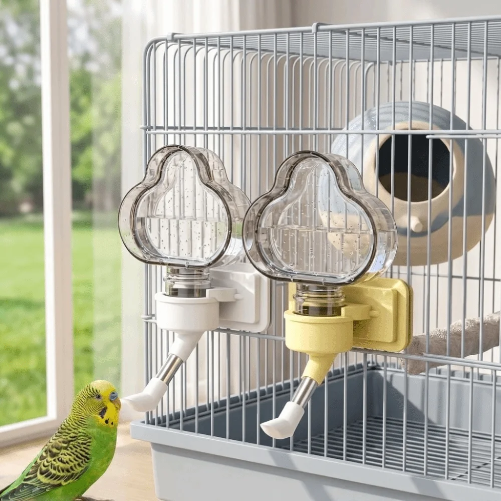 Leak Proof Automatic Bird Water Dispenser Gravity Fed Drip Free Hanging Waterer Bottle Cloud Shaped Clear Nozzle