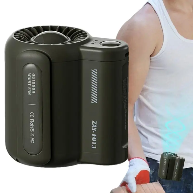 

Waist Clip Fan 3 Speeds Wearable Body Belt Fan Bladeless Cooling Fan Handheld Fan Pocket Fan For Work Fishing Travel Farming