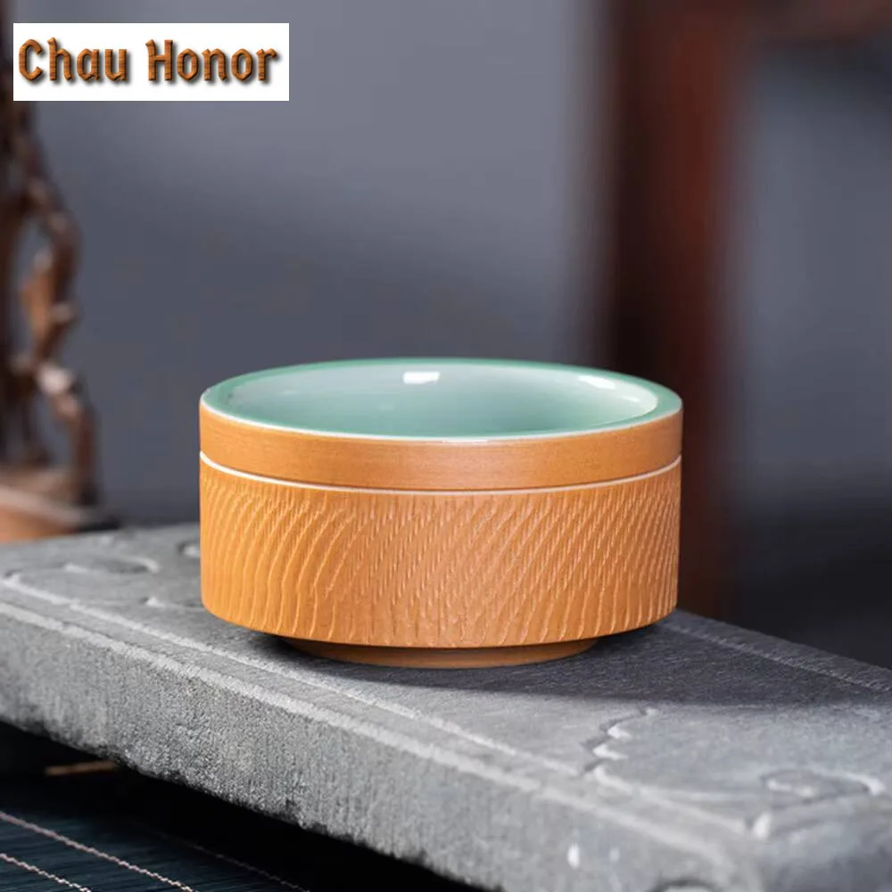 100ML Longquan Celadon Teacup Handmade Knife Jumping Ceramic Master Cup Vintage Water Jug Chazhan Tea Household Tableware Gifts