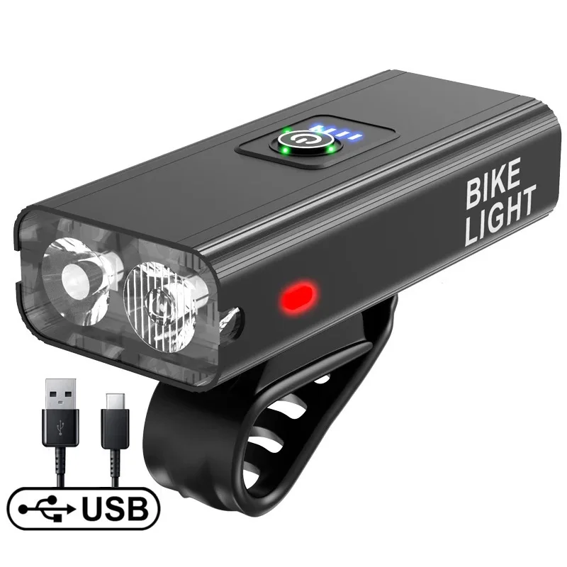 

Bicycle Lights USB Charging Aluminum Alloy Lighting Battery Display Low and High Beam Warning Riding Lights Bicycle Accessories