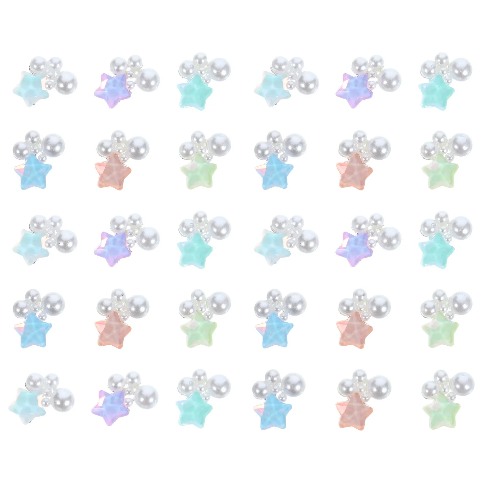 

30 шт., подвески для дизайна ногтей, звезда, жемчуг, универсальные маникюрные украшения для DIY, маникюрные драгоценные камни и аксессуары для ногтей, жемчуг для ногтей