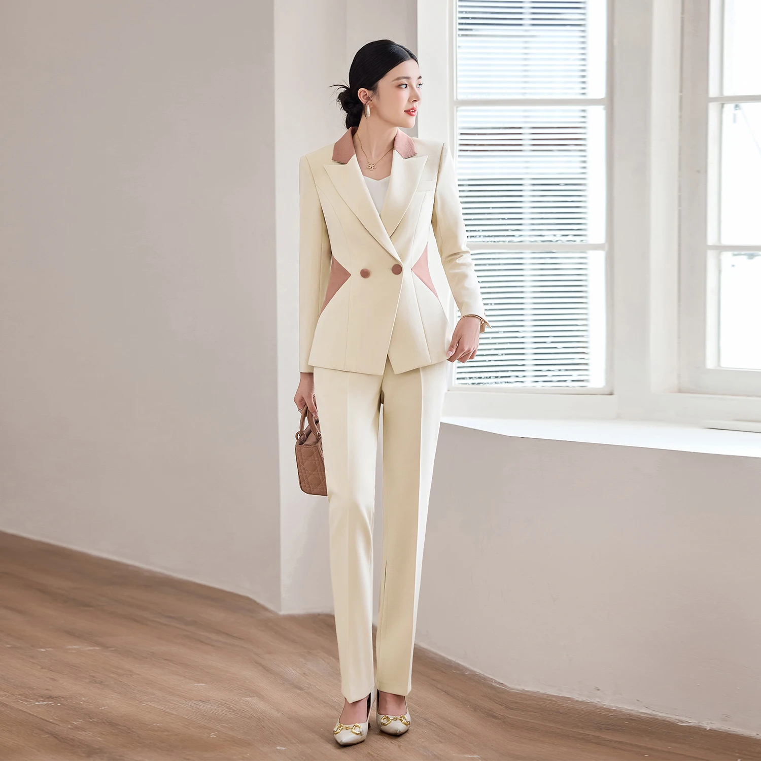 AIyssa Fashionable professional women's attire, exquisite elegant two-piece pant + suit jacket. 2025 autumn winter new styles