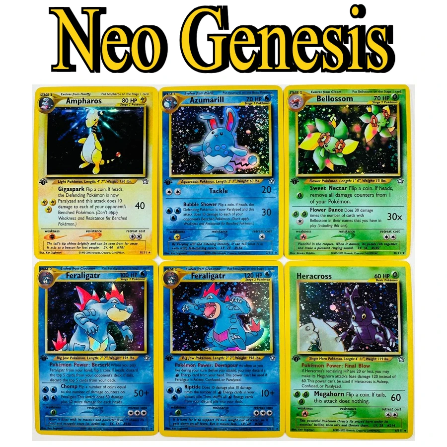 

111 шт./компл. Neo Genesis Pokemon PTCG Ampharos игрушки хобби коллекционные предметы коллекция игр аниме карты