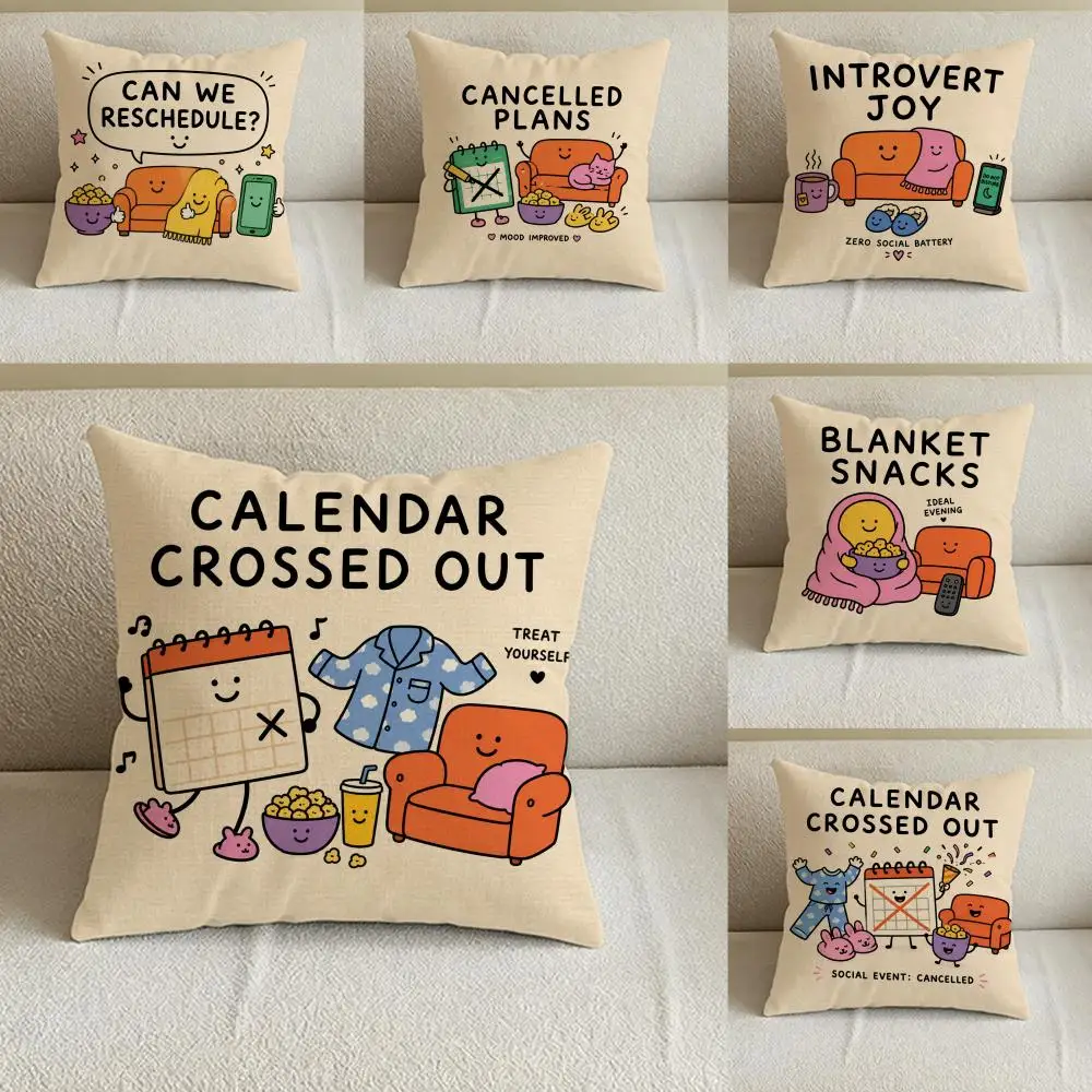 taste Can We Reschedule Cushion Cover Natural Linen Pillowcase Set, All-in-One Decor for Sofa, Bedroom & Chair