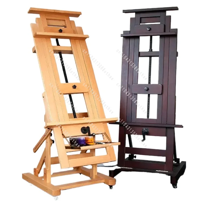 Single Rocker Height Adjustable Horizontal Vertical Solid Wood Floor Standing Large Easel Beech Wood Professional Grade Easel