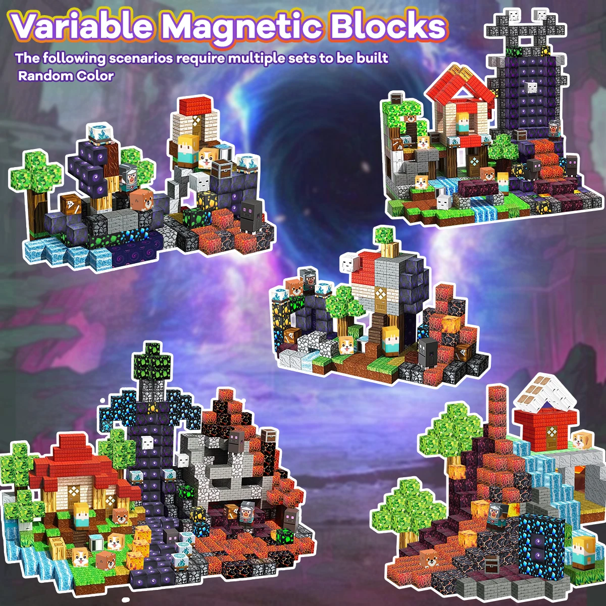 Blocchi magnetici Lava Adventure per bambini Ragazzi Ragazze di età 3+ Set di cubi magnetici STEM Montessori Giocattolo sensoriale 50/100/200/300PCS