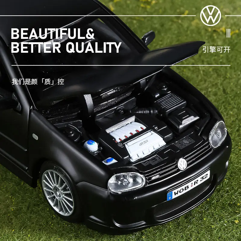 Maisto-Coche de aleación para niños, vehículo de juguete a escala en miniatura, VW Golf R32 modelo Volkswagen, 1:24