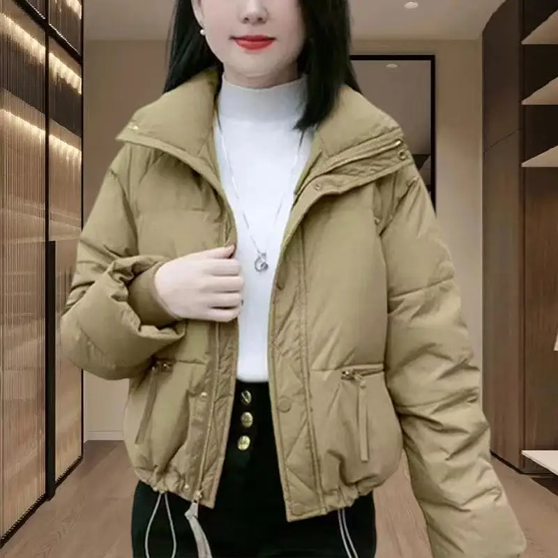 

Плюс бархатное стеганое женское короткое пальто с хлопковым пальто, зима 2025, новая женская модная повседневная куртка, свободная верхняя одежда «Джокер»