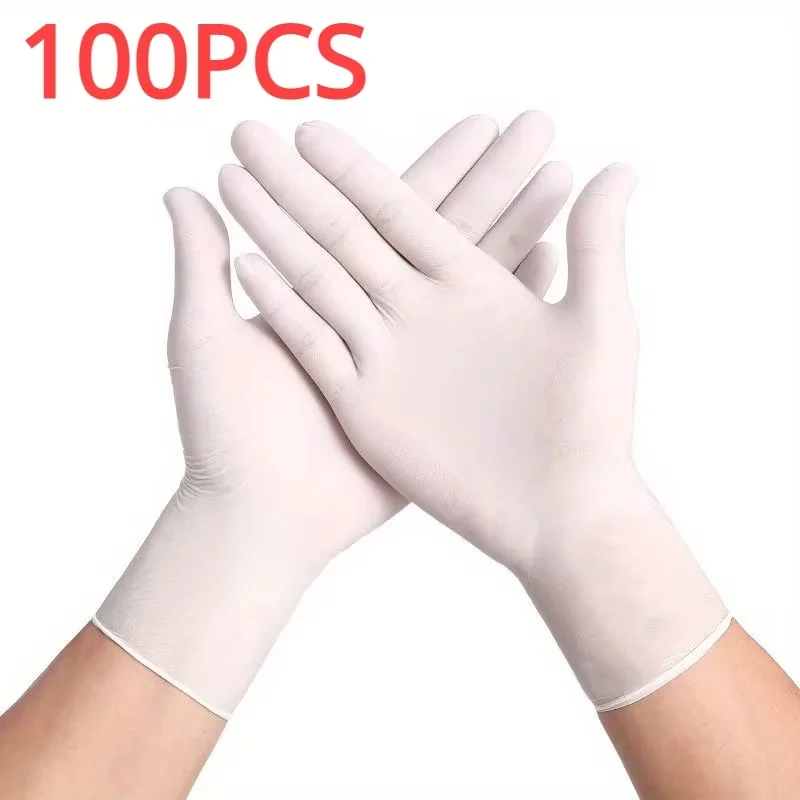 20/50/100PCS White Nitrile Gloves  Waterproof Oil-Resistant Household Gloves Cleaning Kitchen Gardening Hair Dyeing Tattoo