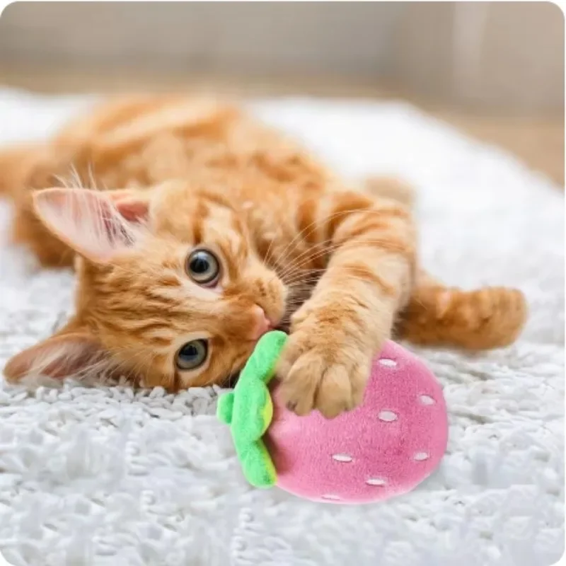 Embroidery Big RedStrawberry Pink StrawberryPet Sound Plush Toy DogToy Cat Toy Pet Supplies PetSupplies