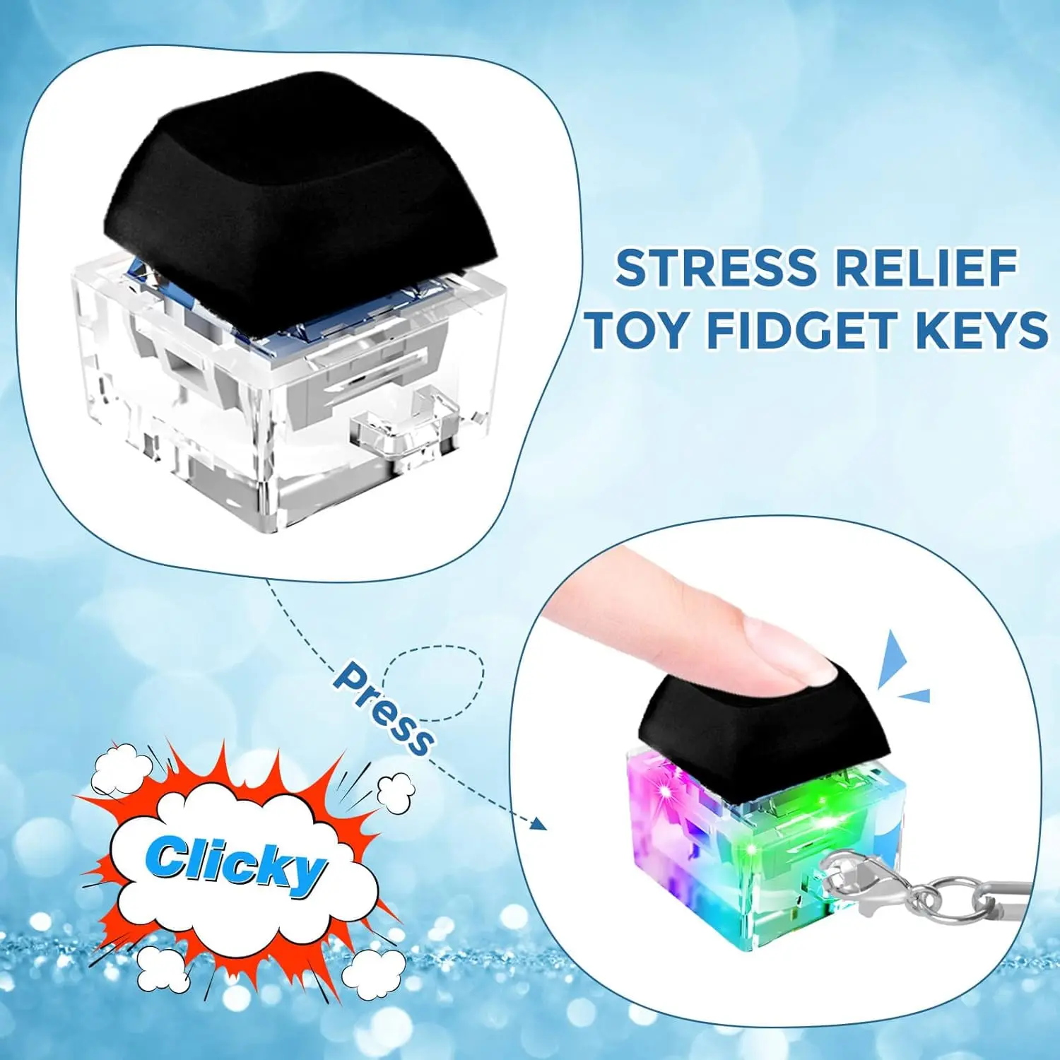Porte-Clés Fidget Dégradé – Clavier Clic Linéaire Anti-Stress – Déco Et Relaxation