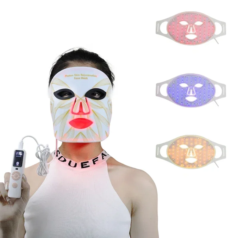 Red Light Therapy LED Face Mask Skin Care 4 Color Light Silicone Facial Therapy Mask face mask led light therapy