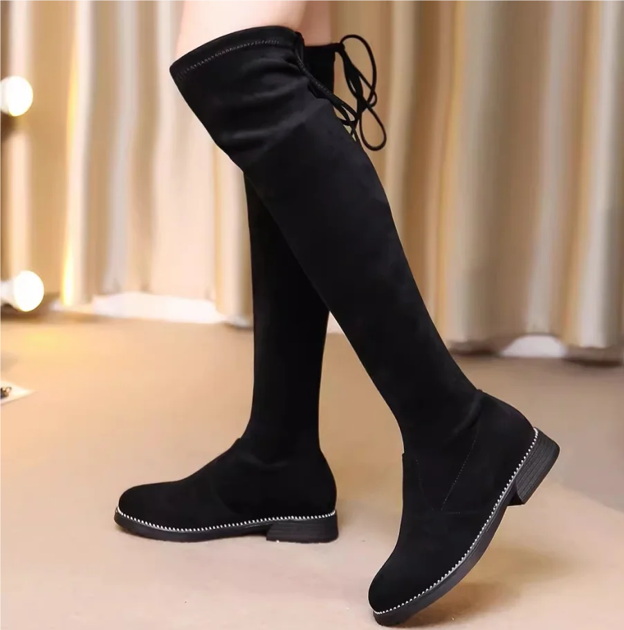 

Girls' Long Boots Winter and Autumn New Single Boot Children's Over the Knee Boots Little Girls Princess Elastic Long Tube