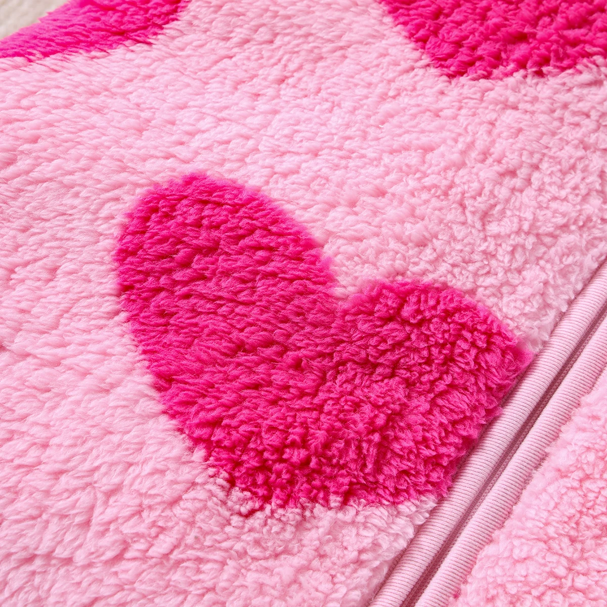 حقيبة نوم بأكمام طويلة وسحاب مطبوع عشوائي على شكل قلب، صوف رقيق، موسم الخريف والشتاء، لطيف وغير رسمي