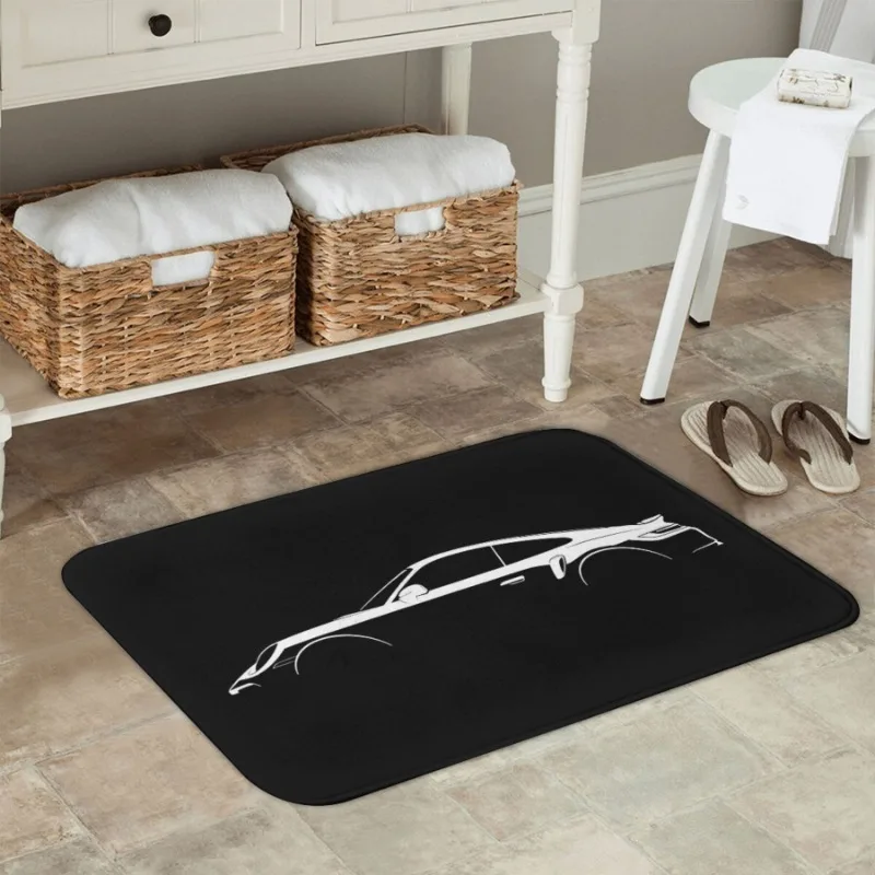 Non-Slip Flannel Machine Washable Doormat -Porsche 911 Turbo S Silhouette Floor Mat for Home Entrance, Bedroom,Living Room Decor