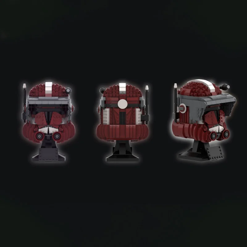 717 Peças MOC Capacete do Comandante Fox Fase 2 de Batalha Espacial, Modelo de Modificação Colecionável para Exibição, Blocos de Montar Criativos DIY, Presente