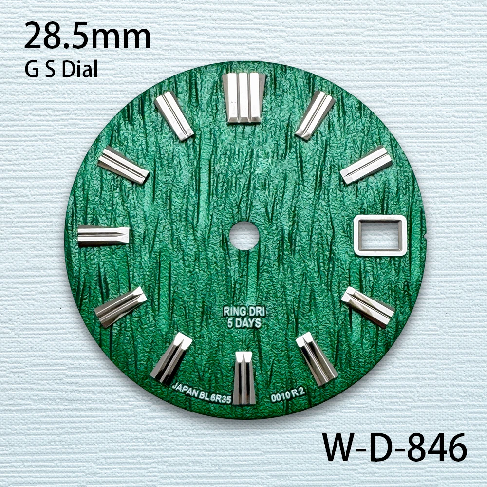 28.5mm GS Logo With Grand S Dial Suitable Fit NH35/NH36/4R/7S Japan Movement Bark Pattern High Quality  Watch Accessories ﻿