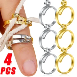 4/1Pcs Knitting Crochet Loop Ring Adjustable Yarn Guide Finger Holders Knitting Thimbles For Crocheters DIY Sewing Accessories