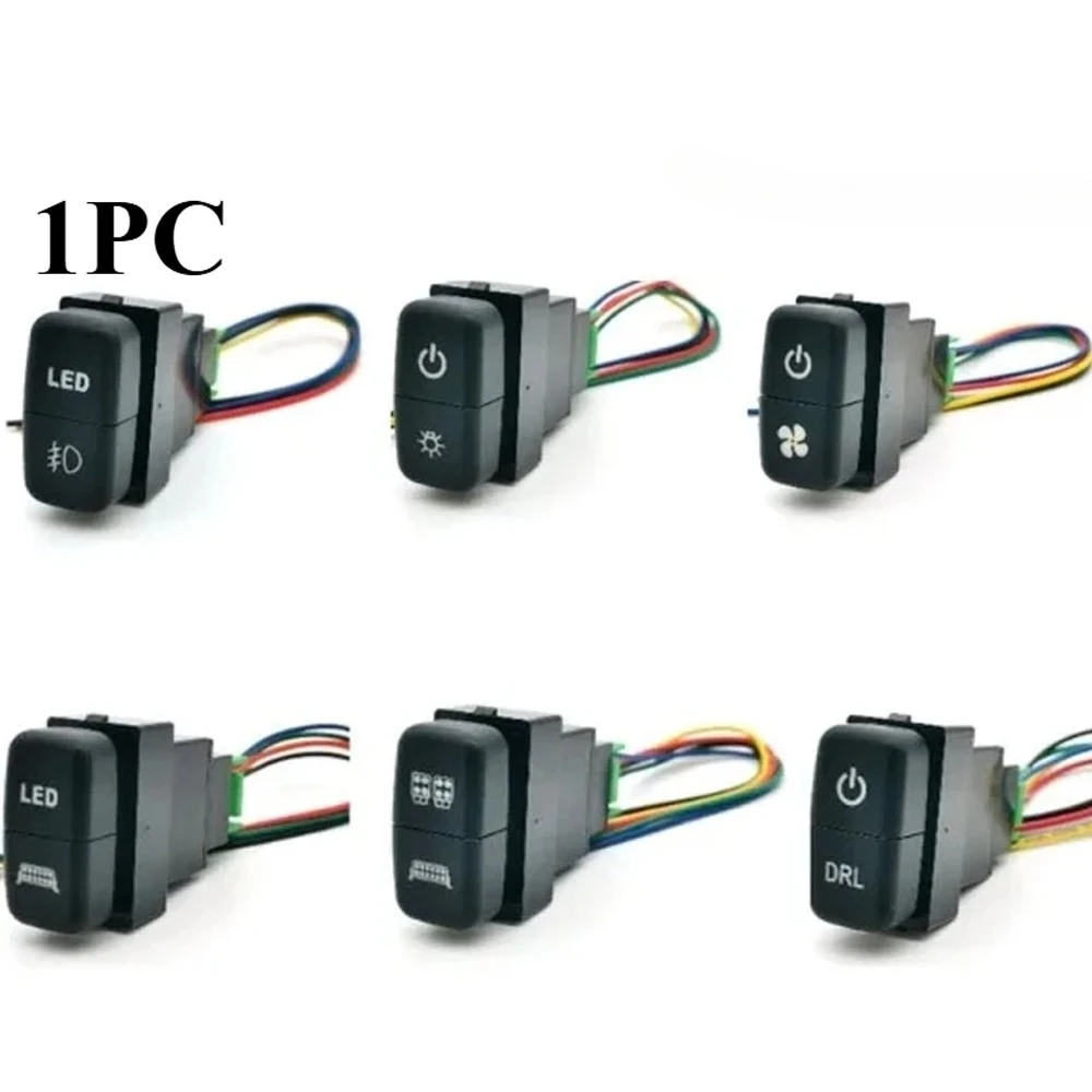 1PC Car Double Switch LED DRL Power On Off Radar Fog Light Switch Button with Wire Fit For Mitsubishi Pajero Triton ASX Lancer