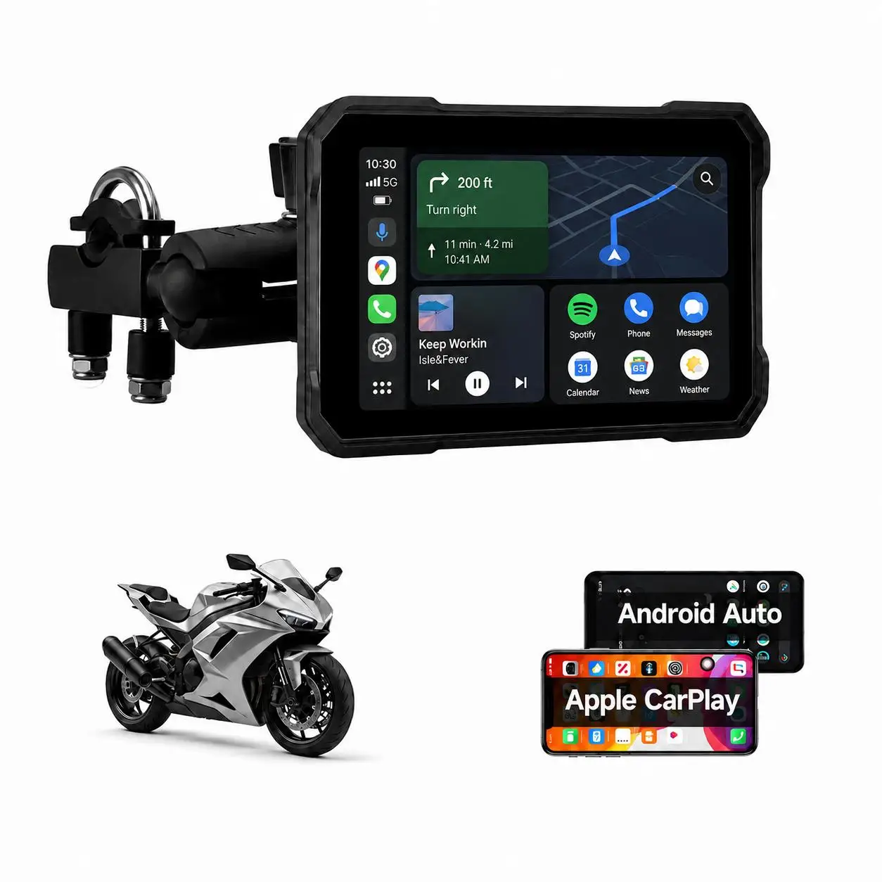 display-intelligente-per-moto-da-5-carplay-e-android-auto-wireless-e-airplay-siri-e-assistente-google-impermeabile-ip67-tpms-integrato