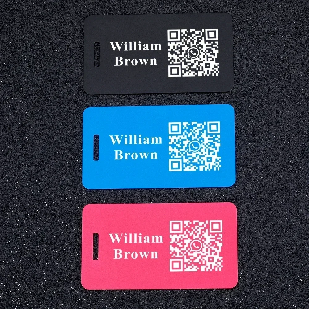 3pcs Personalized QR CODE Luggage Tags Laser Reusable Travel Accessories Metal Portable Fashion Baggage Boarding Tag Suitcase ID