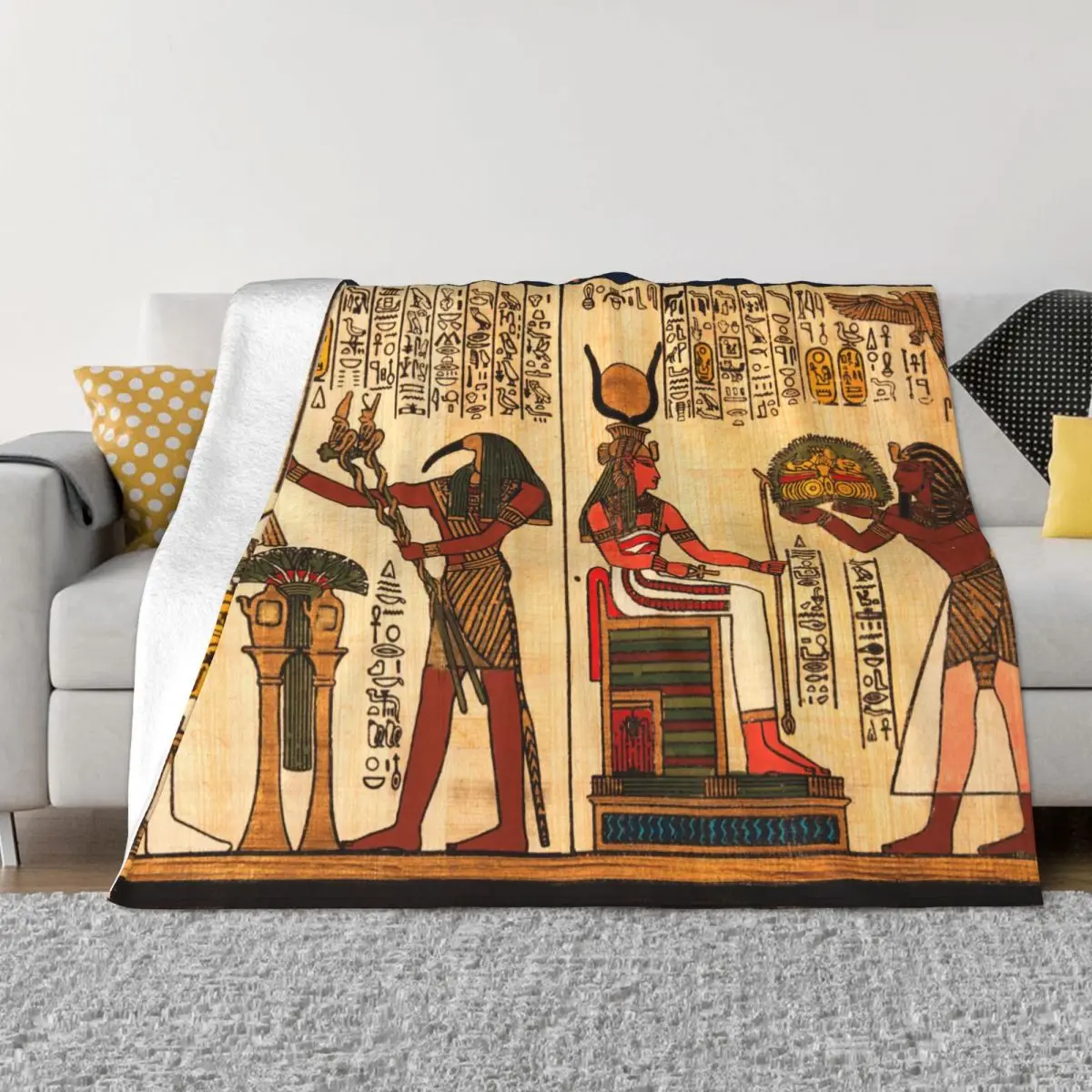 

Ancient Egypt Flannel Blanket Retro Style Ethnic Egyptian Funny Throw Blankets for Home Hotel Sofa 200x150cm Bedspreads