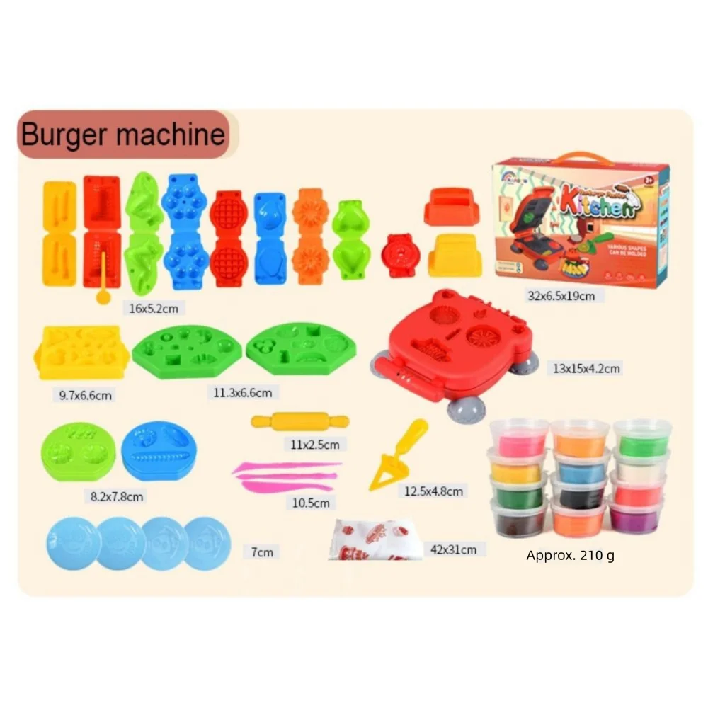 Moldes de argila multicoloridos, conjunto de brinquedos, máquina de macarrão de plástico, simulação de brinquedos de cozinha, máquina de sorvete, acessórios diy