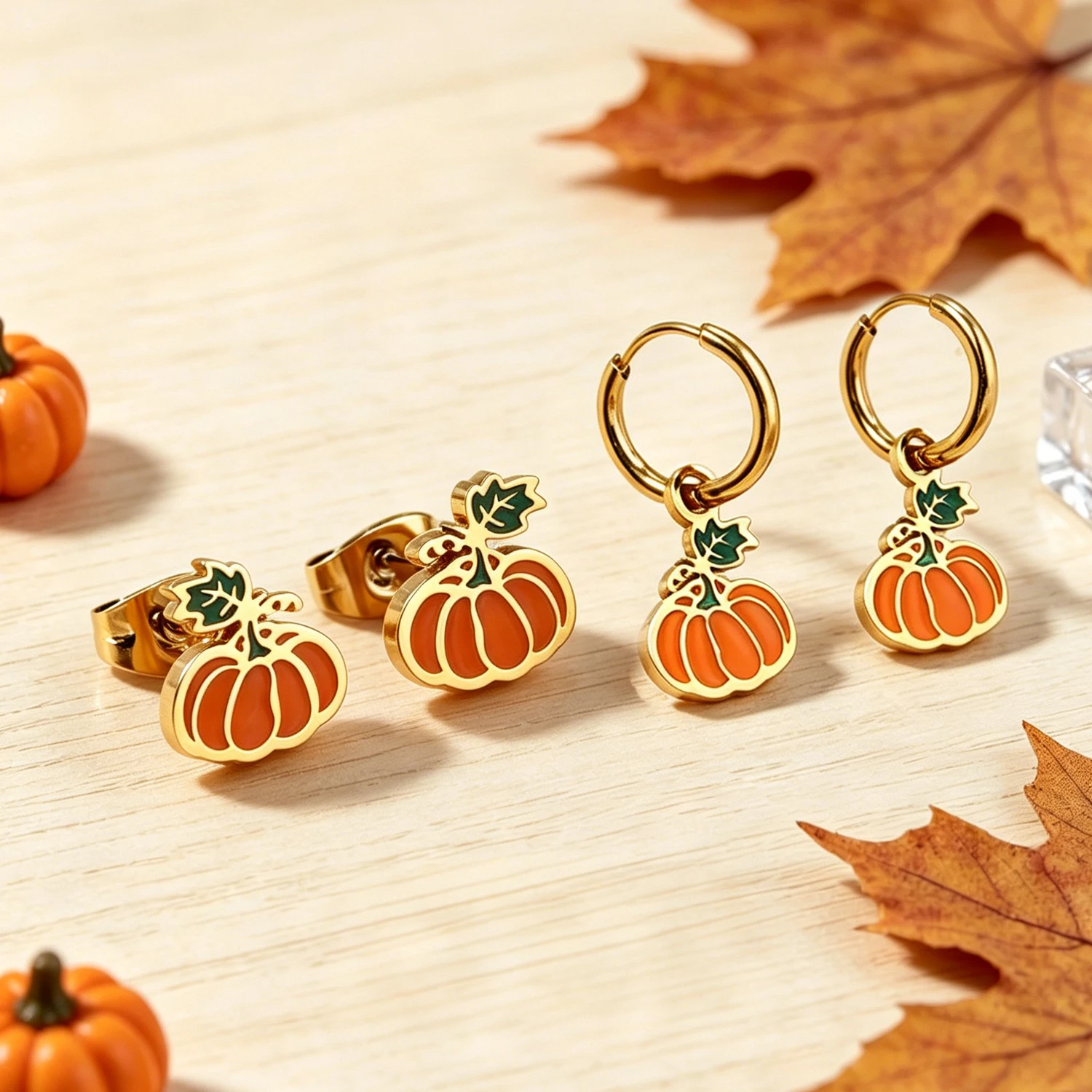 Halloween Theme Enamel Dangle Earrings Stainless Steel Pumpkin Ghost Spider Web Hoop Ear Jewelry Tarnish Resistant Party Daily view 4