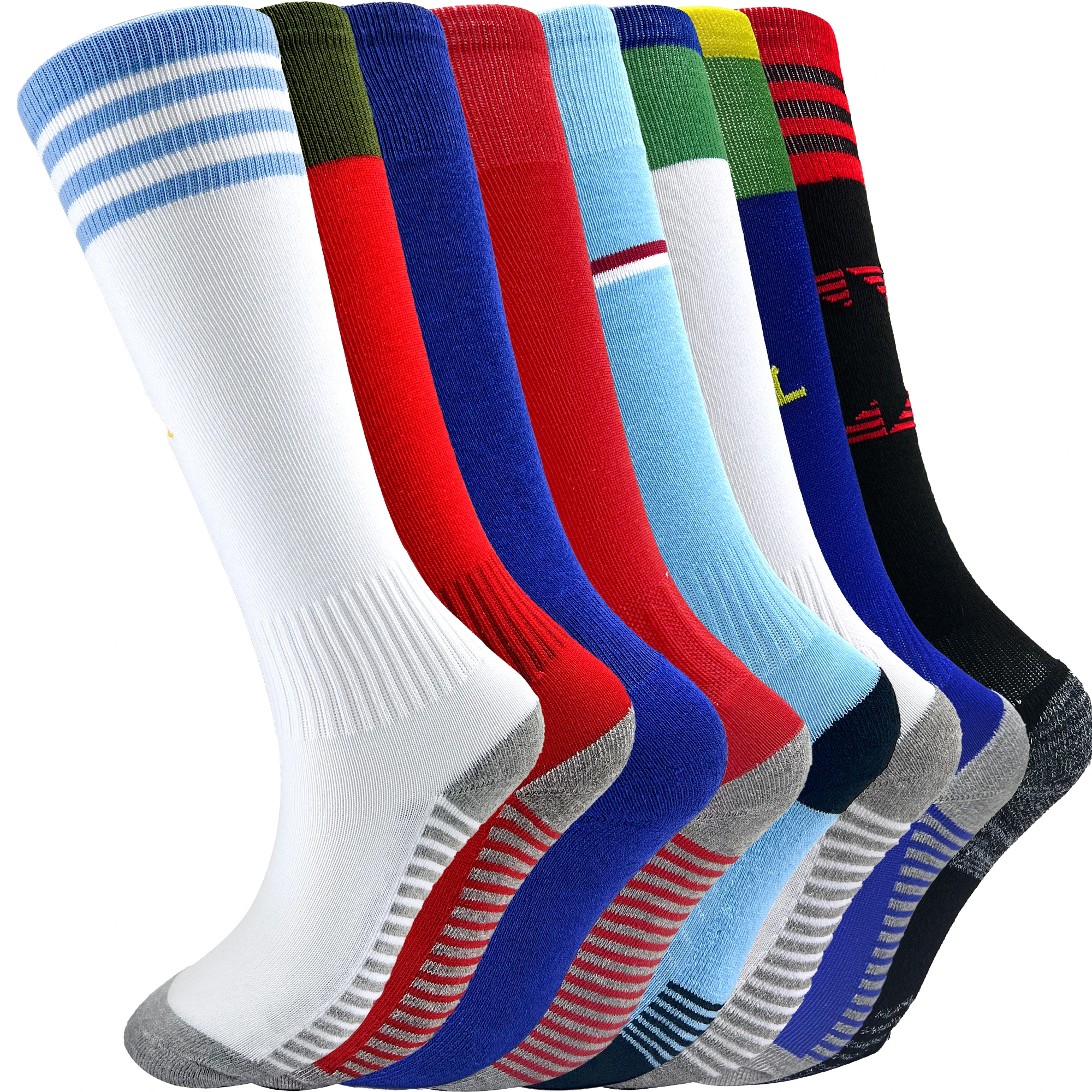 22/23 New Club Soccer Socks Adults Kids Thickening Towel Bottom Knee High Football Training Match Sport Stocking