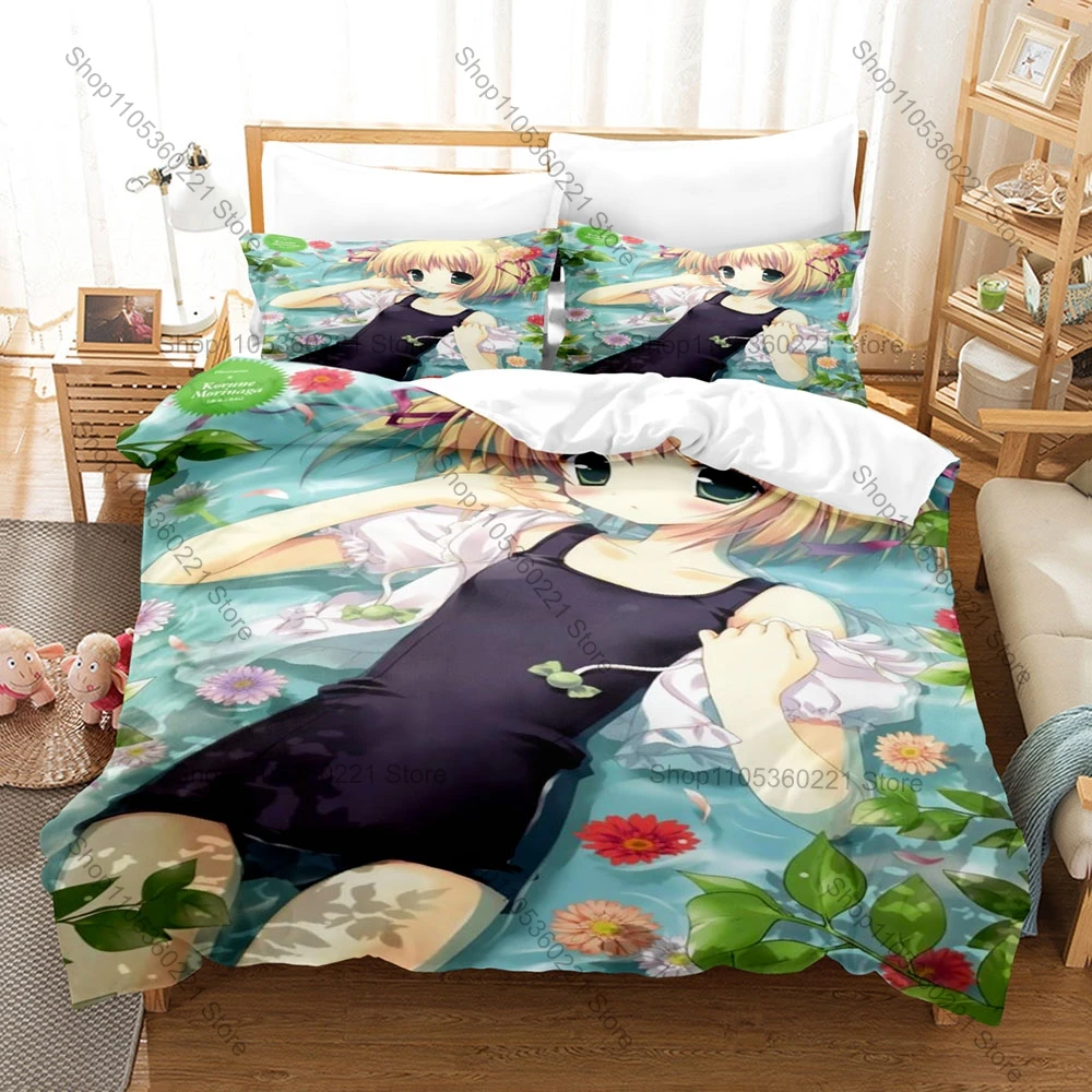 Rizelmine Character Print Duvet Cover + 2 Pillowcases Japanese Anime Romance Comedy Bedding for Gamers