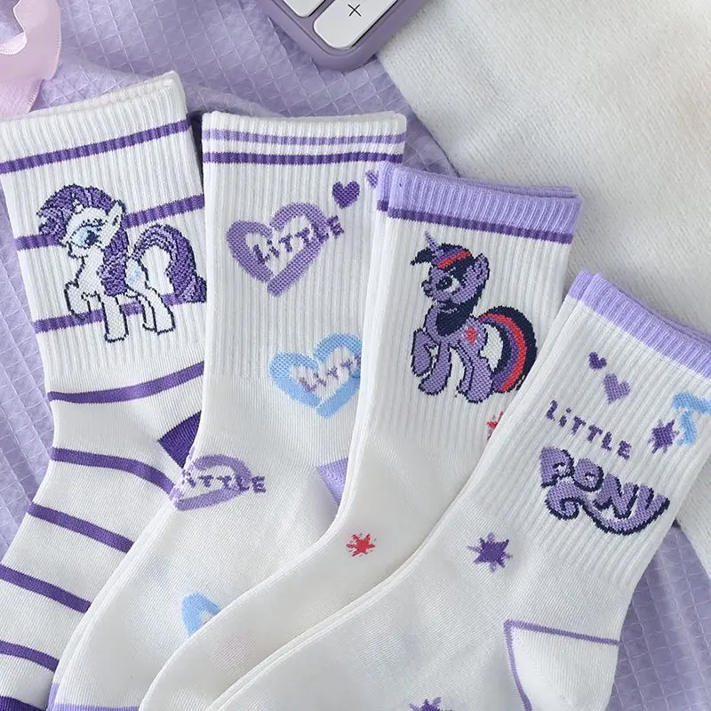 Sock Stocking Student My Little Pony Girl Sports Pure Cotton Middle Barrel Kawaii Child Life Clothes Daily Sock Birthday Gift