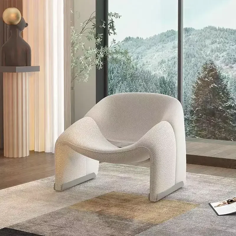 Nordic Lamb Single Sofa Chair Living Room Bedroom Light Luxury Sofa Chair Furniture Simple Leisure Home Photography Art Chair