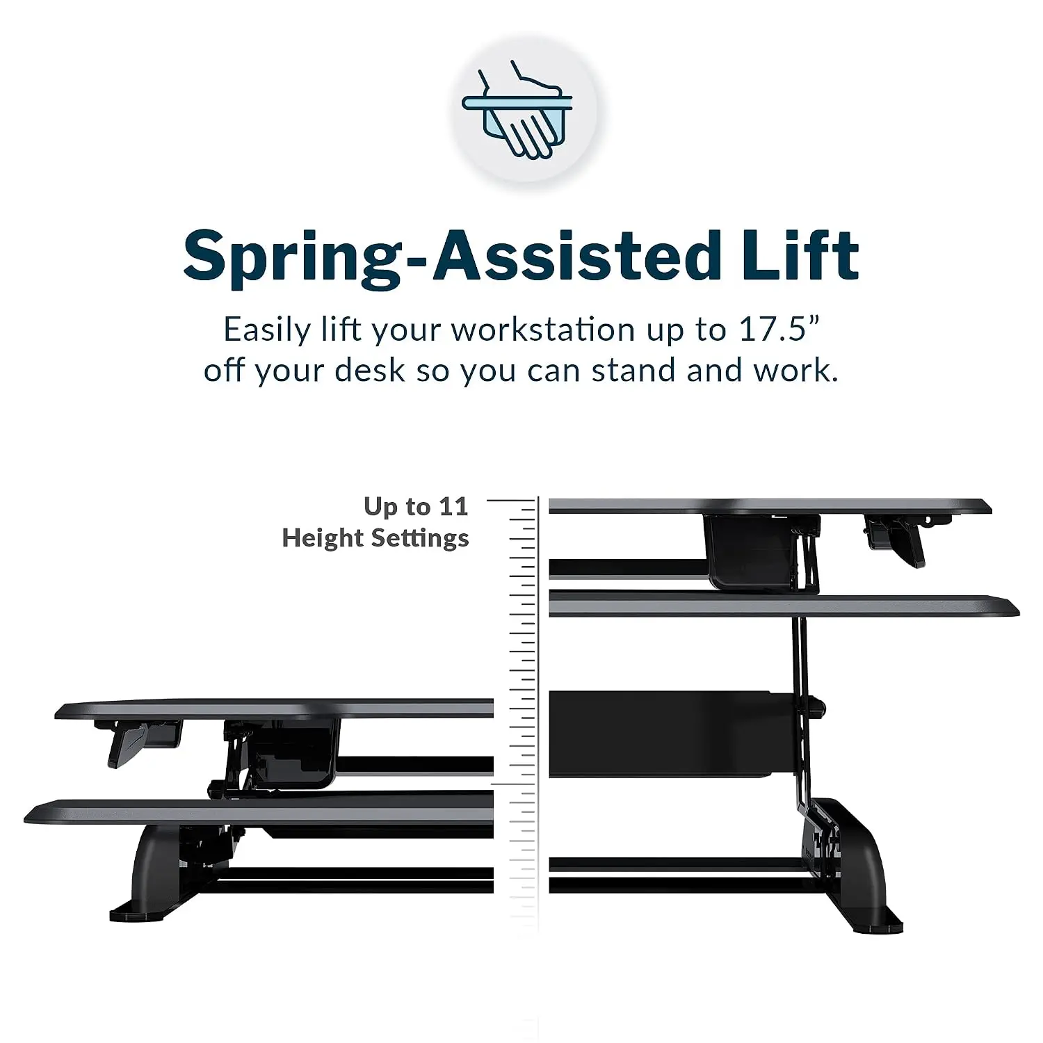 Two-Tier Standing Desk Converter Height Adjustable Sit Stand Monitor Riser 36