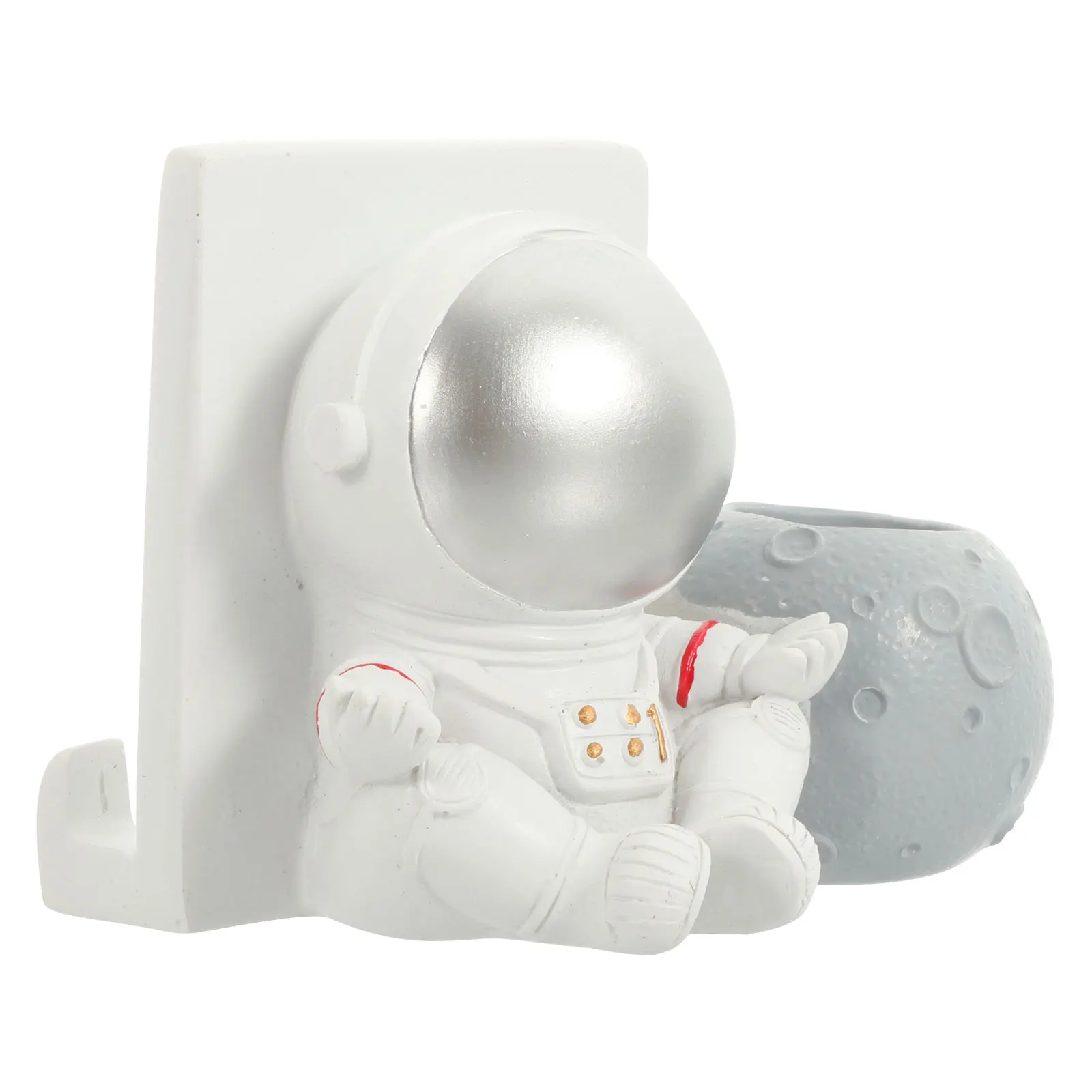 

Resin Astronaut Shape Phone Holder Pen Stand Desktop Adornment Adornment Home Office Decor Gift Idea