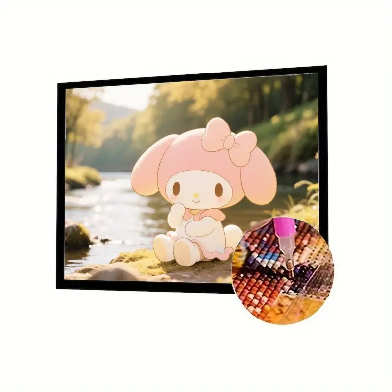 

1 шт. My Melody 5D Full Drill Diamond Painting Kit - милый персонаж мультфильма Sanrio DIY Полный алмазный рисунок с речным пейзажем, Perf