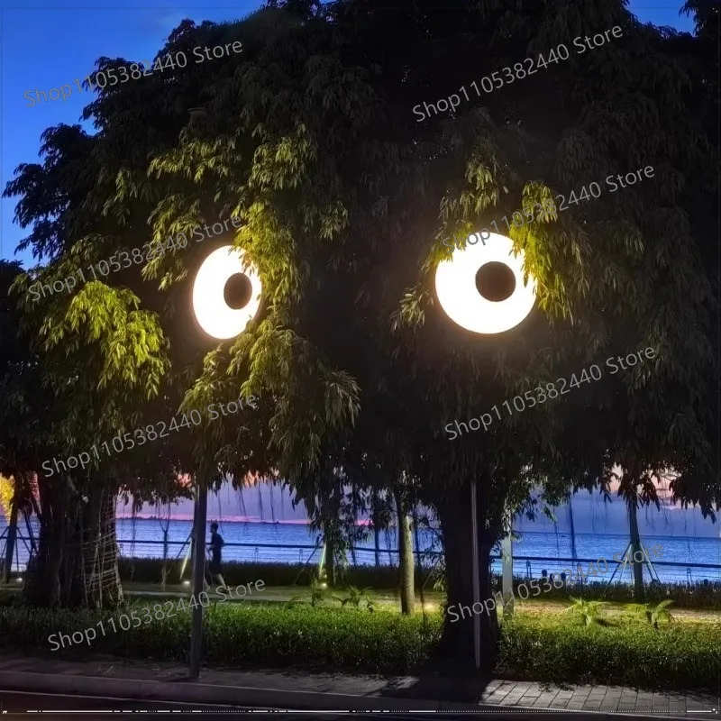 Outdoor luminous tree light landscape light big eyes rotating dynamic elf door head decoration