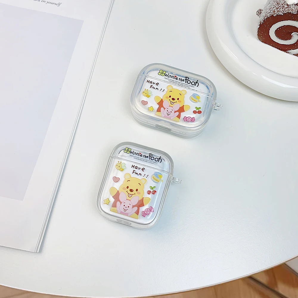 Cute Pooh Bear piglet Wireless Bluetooth Earphone Protective Case for AirPods 1 2 3 4 Pro 2 Soft shell cartoon  Winnie the Pooh