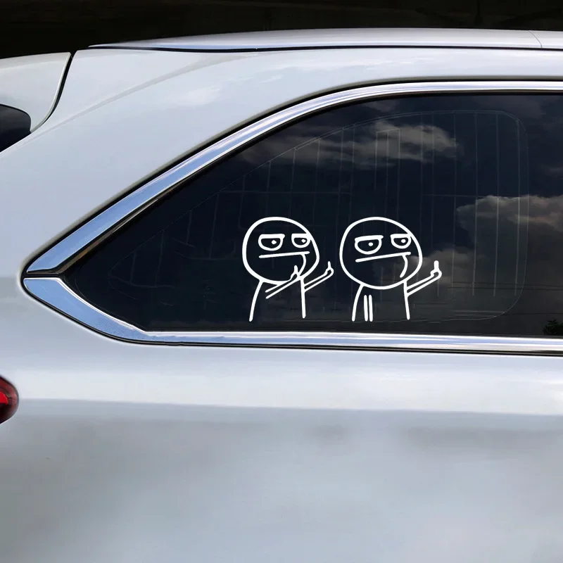 Pegatina reflectante de dibujos animados sarcásticos para coche, pegatinas decorativas para ventana, puerta y maletero que brillan en la oscuridad, dedo medio divertido