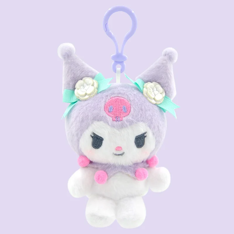 Cute Flower Fruit HelloKitty Kuromi Melody Cinnamoroll and Pochacco Plush Doll Keychain Diy Bag Accessories Pendant Send Gifts