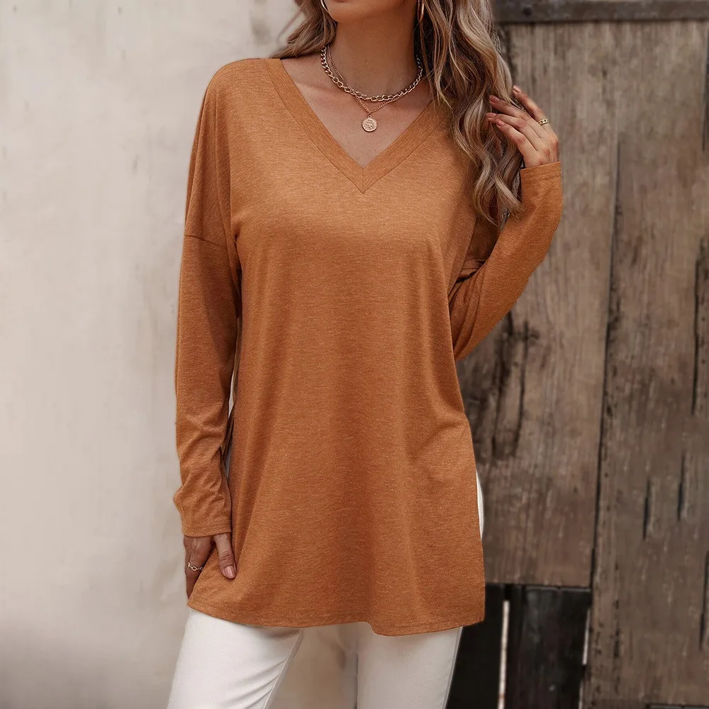 Women's Spring Autumn Casual Loose Long-sleeve T-shirt Versatile Top