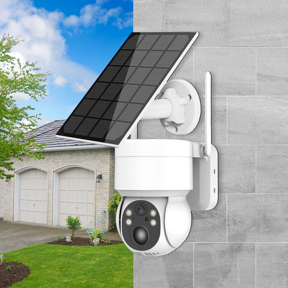 Solar 2MP Wifi Surveillance Camera 1080P Battery Powered PIR Motion Detection Color Night Vision IP65 Waterproof for Home Office