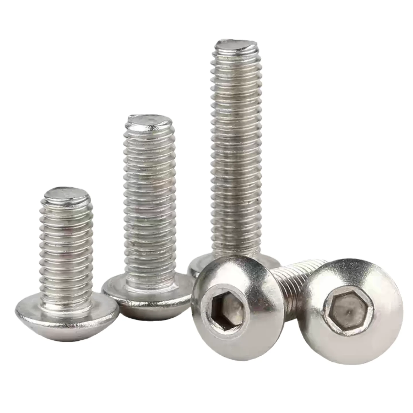 KANDE 20pcs 50pcs M4 M5 M6 Stainless Steel 304 A2 Round Head Screws Mushroom Hexagon Hex Socket Button Head Screw