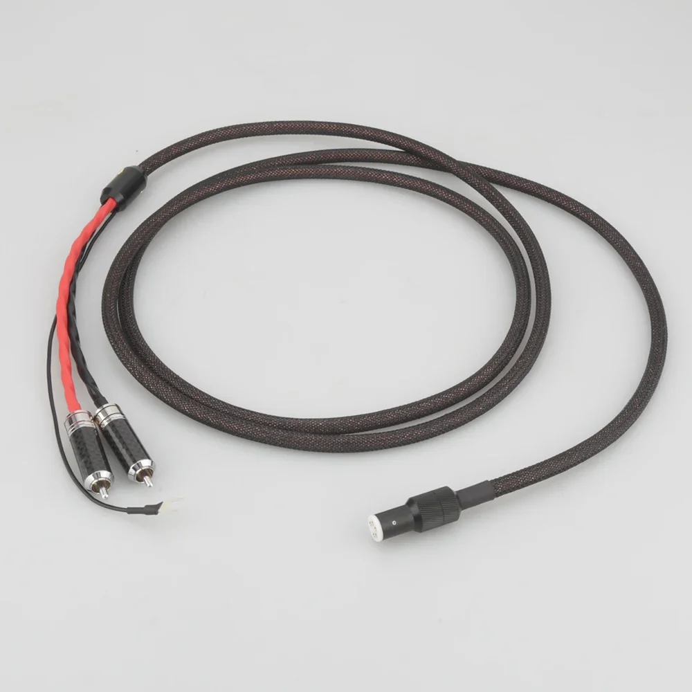 HIFI Audiocrast Pure Silver Tonearm Cable 5 Pin DIN to 2RCA Interconnect Shielding Phono Cable for Hi-Fi Audio Systems