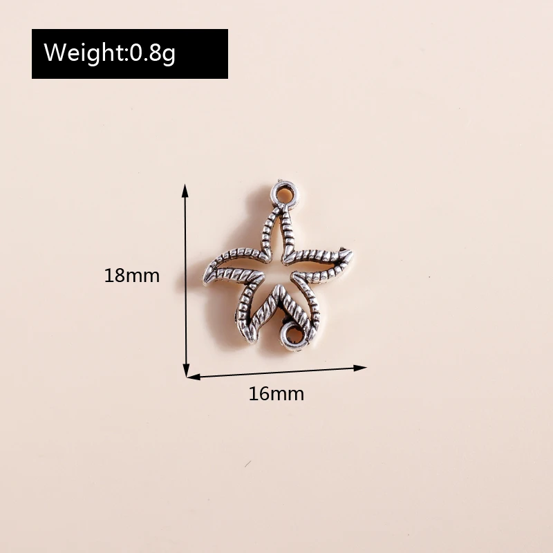 Leslie 30 Stück Metall-Meerestier-Anhänger aus Legierung, Seepferdchen, Fisch, Seestern, Muschel-Anhänger für DIY-Schmuckherstellung, Armband, Halskette – Detail 10